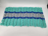 Lobster Rope Door Mat, Teal and Light Gray, Blue accents Little Salty Rope