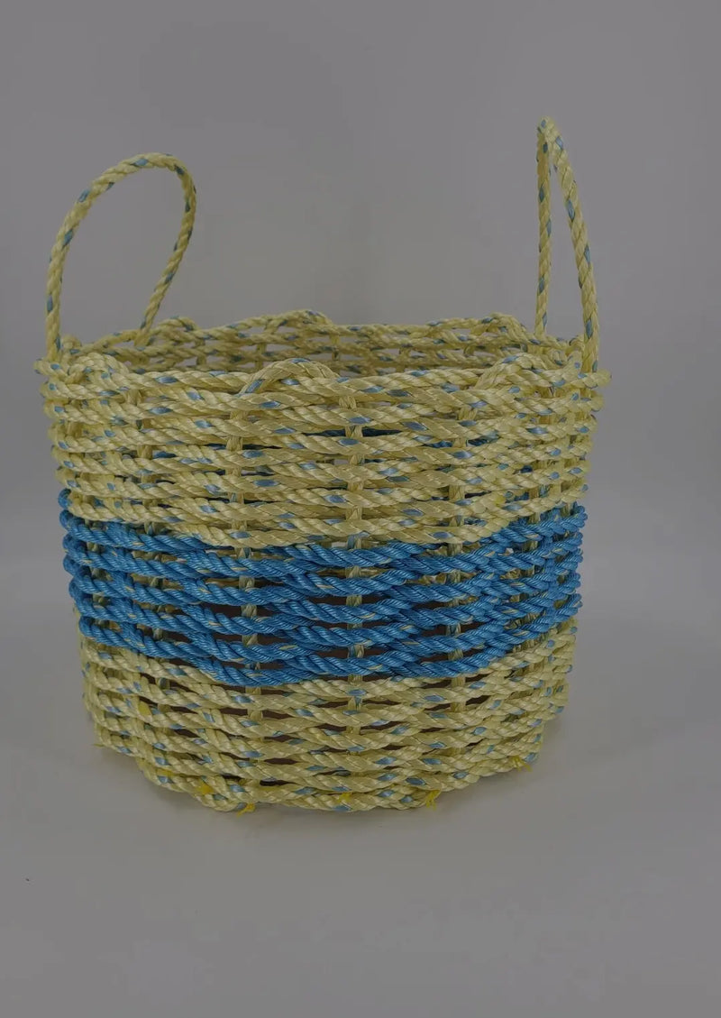 Lobster Rope Storage Basket, Light Yellow and Light Blue