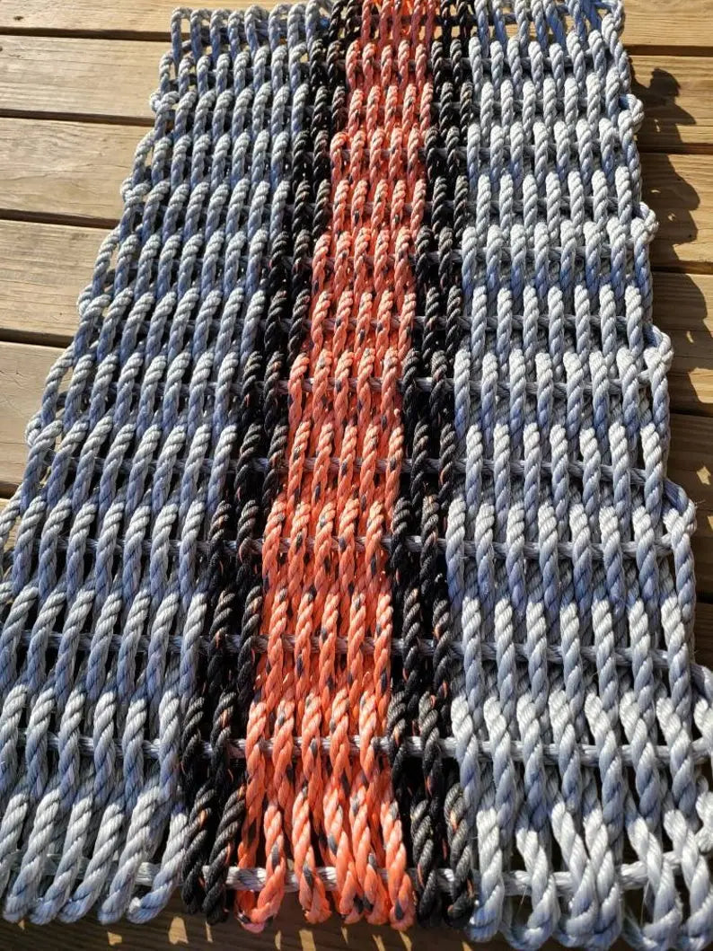 Rope Mat made with Lobster Rope, Gray w/ Color Options Available Little Salty Rope