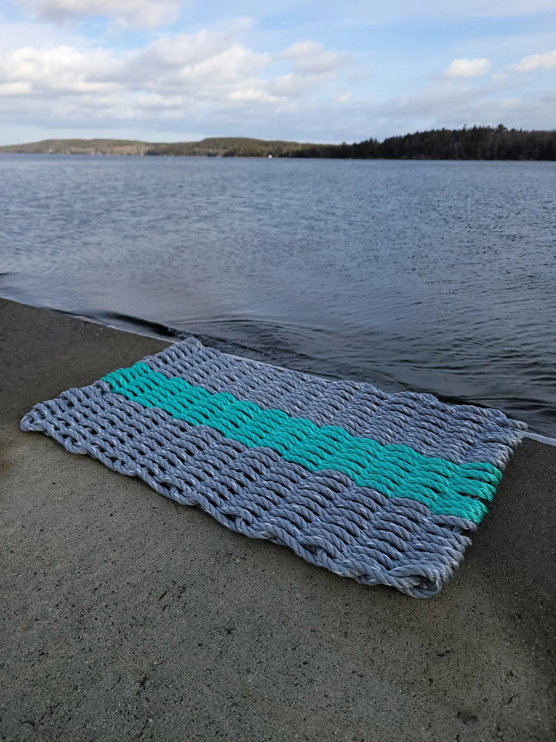 Gray and Teal Lobster rope mat